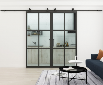 Dubbele staaldeuren schui 6 vaks hoekgreep