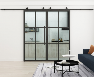 Dubbele staaldeuren schui 6 vaks rechte greep