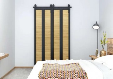 Dubbele vouwdeur staal met eiken