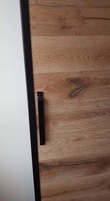 Eiken barndeur met staal en eikenhout