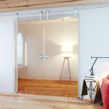 En suite schuifdeur glas met rvs railsysteem 1