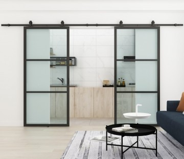 En suite stalen schuifdeur dubbel vintage nr 3