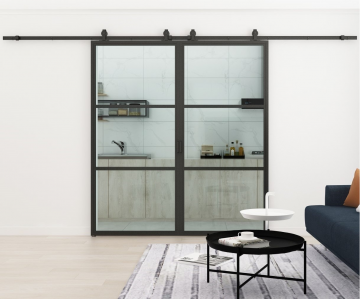 En suite stalen schuifdeur dubbel