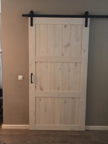 Framed midrail double schuifdeur grenen