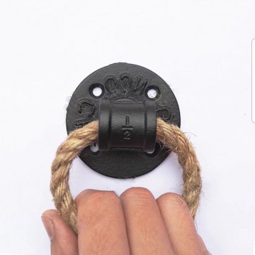 Gietijzeren retro deurgreep met touw