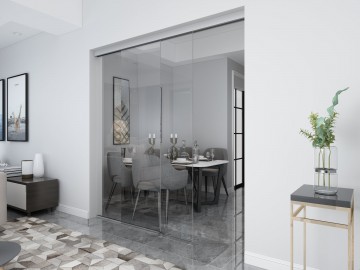 Glazen schuifdeur met vaste wand