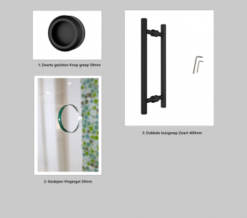 Handgrepen glazen schuifdeur zwart