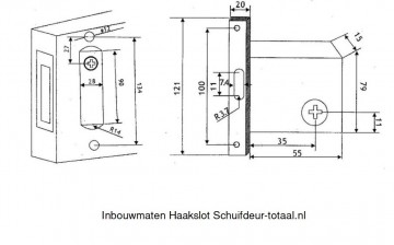 Inbouwmaten haakslot 0