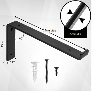 L vormige stalen plankdrager 25cm