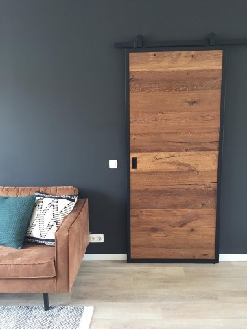 Loftdeur met staal bruin hout