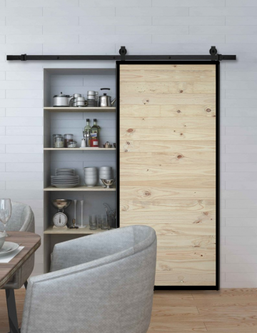 Loftdeur met stalen frame grenen hout