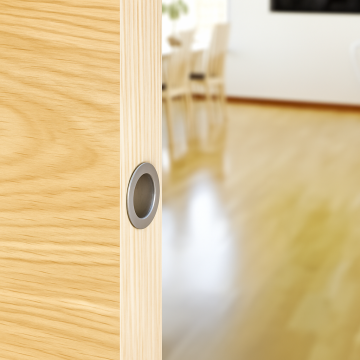 Nikkel komgreep schuifdeur in de wand