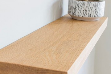 Rechte eiken wandplank zwevend 0