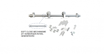 Rvs schuifdeursysteem met geintegreerde softclose buffer