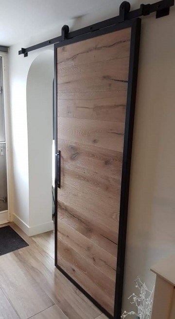 Schuifdeur eiken met staal