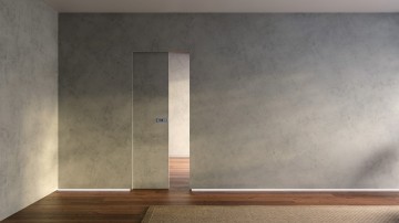 Schuifdeur in de wand met gladde afwerking dagkantenm