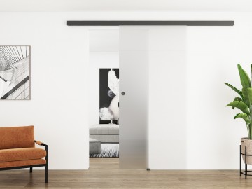 Schuifdeur met glas zwart