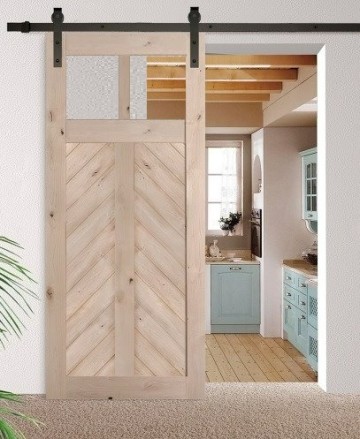 Schuifdeur visgraat met glas