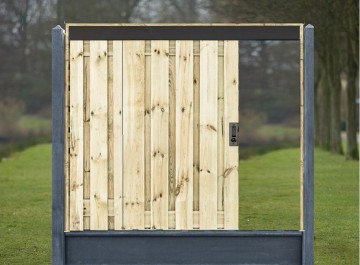 Schutting schuifdeursysteem st80 open douglas schuifdeur zwarte decoratielijst