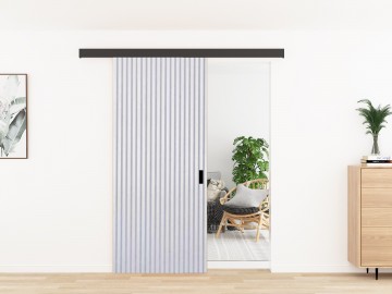 Snow wit vilt schuifdeur wandpaneel met greep