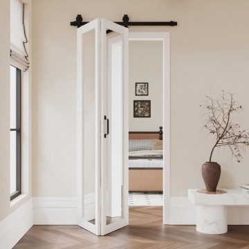 Spiegel vouwdeur harmonica  wit open