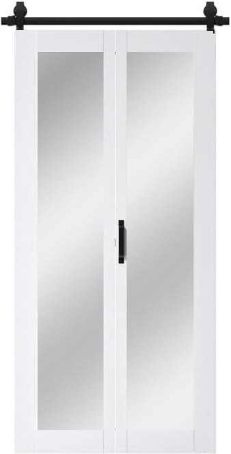 Spiegel vouwdeur harmonica  wit