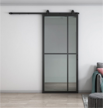 Stalen schuifdeur met glas op maat 4 vaks