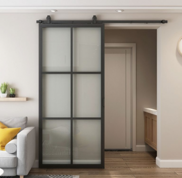 Stalen schuifdeur met glas op maat 6vaks