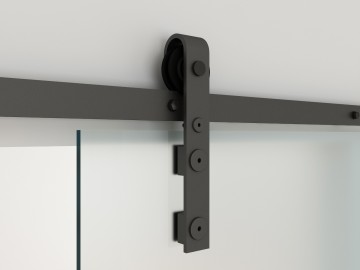 Standaard gebogen zwart glazen deur schuifsysteem 0