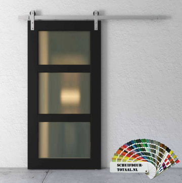 Steellook houten schuifdeur zwart met glas