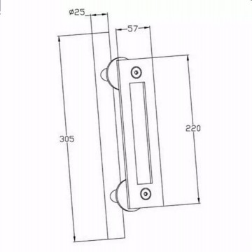 Technische tekening handgreep zwart met kom