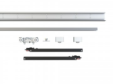 Verdekt schuifdeursysteem onzichtbaar achter deur onderdelen