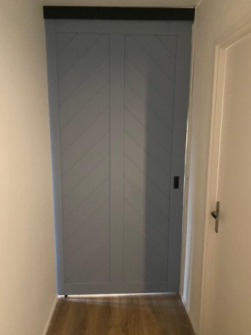 Visgraat schuifdeur blurry bleu