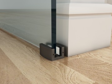 Vloergeleider zwart glazen deur