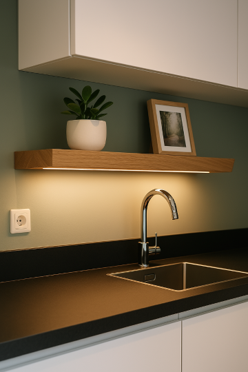 Wandplank met ledstrip