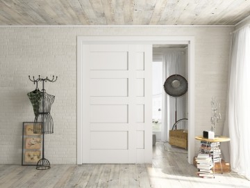 Wit schuifdeursysteem dubbel kastenwand