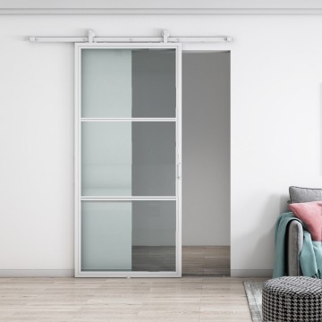 Witte stalen schuifdeur 9016 3 vakken