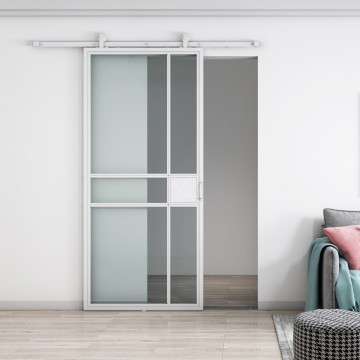 Witte stalen schuifdeur vintage nr 2 gesloten