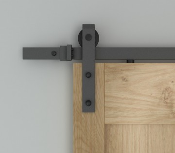 Zwart railsysteem schuifdeurbeslag