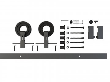 Zwart schuifdeursysteem modern bovenop