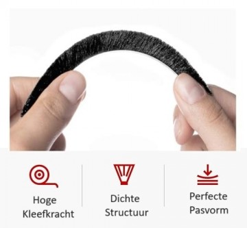 Zwarte tochtbrostel stofborstel