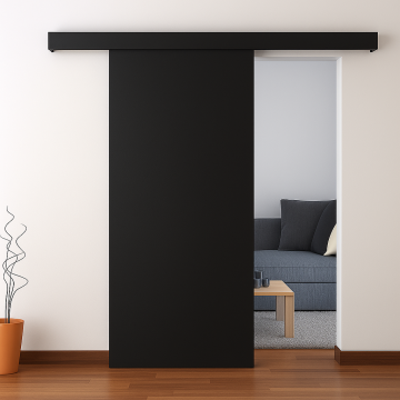 Zwarte vlakke schuifdeur