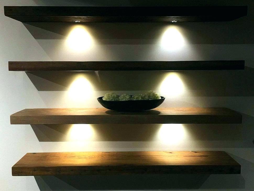 Plantkunde heerser Onbeleefd Eiken Wandplank met Dimbare Ledverlichting - Wandplanken en plankdragers -  schuifdeur-totaal