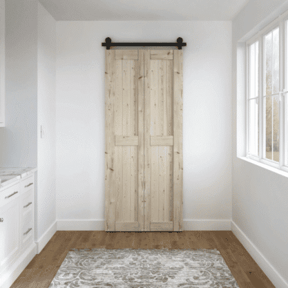 Grenen vouwdeur Framed midrail door
