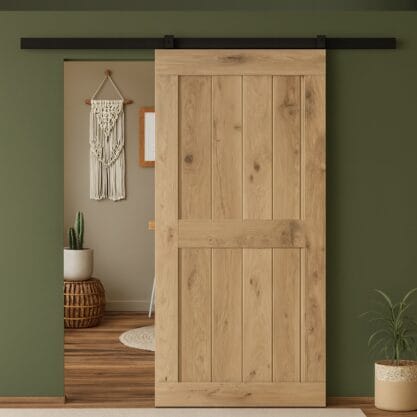 Eiken Schuifdeur Framed Midrail Door