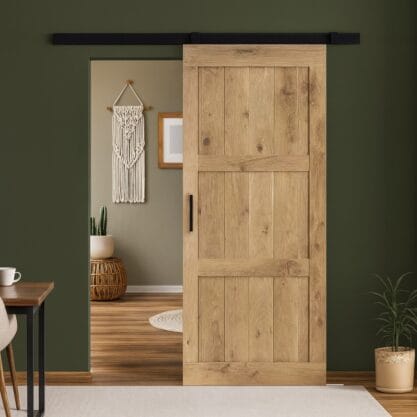 Eiken Schuifdeur Framed Midrail Dubbel
